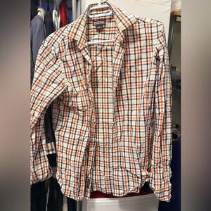 Michael Kors Casual Plaid Shirt in Orange and Blue